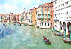 水彩威尼斯绘画