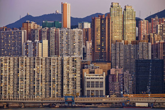 在香港香港公共房子日落