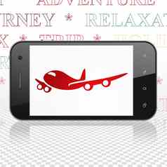 旅行概念智能手机飞机显示