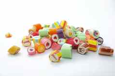 色彩斑斓的各种各样的糖果