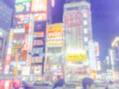 散焦背景通用的霓虹灯迹象东京日本