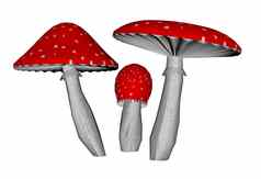 红色的安妮塔致幻剂蘑菇渲染
