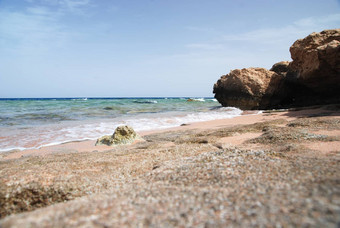 照片美丽的清晰的绿松石海海洋水表面涟漪低波海景<strong>沙子</strong>海滩背景水平<strong>图片</strong>