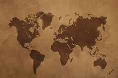 棕色（的）世界地图古董纸羊皮纸