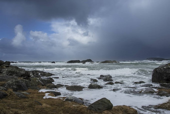 狂风暴雨的海岸挪威