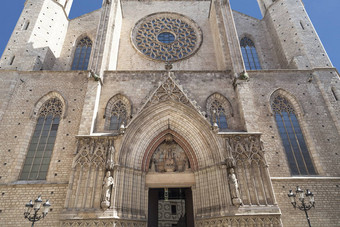 外观加泰罗尼亚语的哥特教堂圣诞老人玛丽的<strong>三月</strong>巴塞罗那