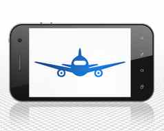 旅行概念智能手机飞机显示