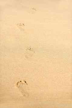 人类的足迹海滩沙子领先的