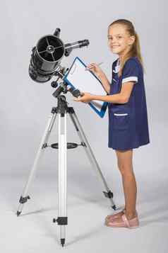 快乐女孩天文学家快乐图片站望远镜