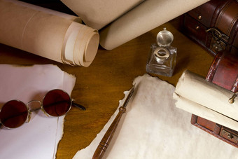 古董卷轴墨水写作仪器