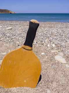 球拍沙子海滩夏季克里特岛希腊