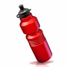 红色的塑料体育运动瓶瓶