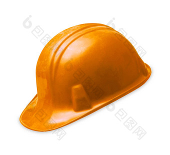 橙色建设头盔拍摄孤立的