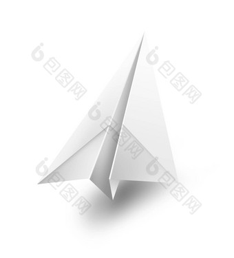 孤立的纸飞机飞行形状渲染插图