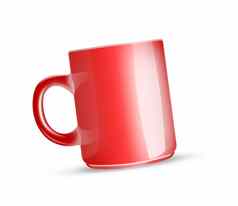茶杯子红色的孤立的白色背景