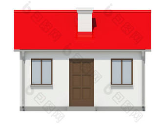 小房子红色的屋顶白色背景