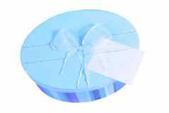 蓝色的柔和的条纹礼物盒子标签孤立的白色
