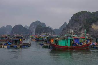 下龙湾越南1月视图长湾浮子