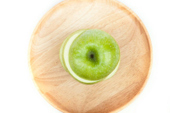 切片绿色苹果木板