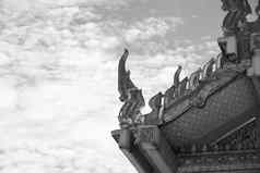蛇雕塑寺庙屋顶泰国点缀细节泰国艺术