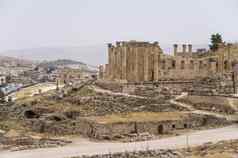 寺庙宙斯约旦城市卡拉克格拉森古代