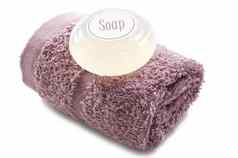 粉红色的毛巾肥皂