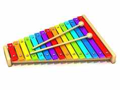 木琴彩虹彩色的键木鼓坚持