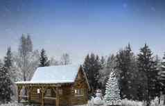 雪人森林节日圣诞节树