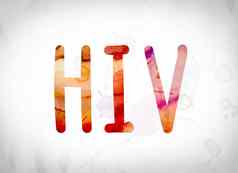 艾滋病毒概念水彩词艺术