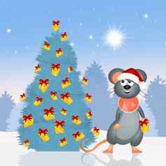 鼠标有趣的圣诞节树