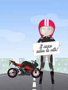 女孩头盔摩托车