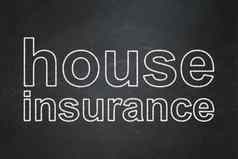 保险概念房子保险黑板背景