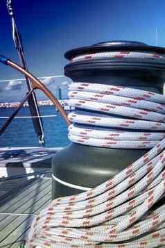 帆船绞车绳子游艇细节游艇