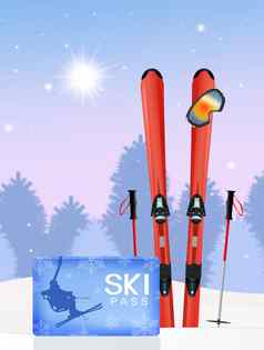 滑雪通行证冬天