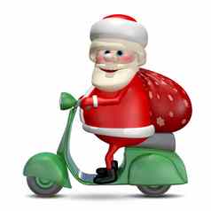 插图圣诞老人老人电动机踏板车