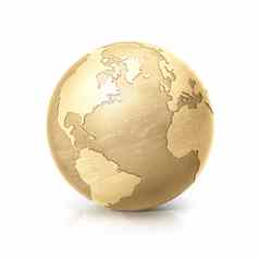 黄铜全球插图北南美国地图