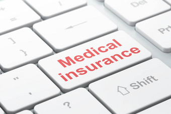 保险概念医疗保险电脑键盘背景