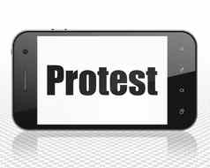政治概念智能手机抗议显示