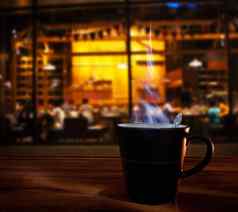 热咖啡杯木表格咖啡咖啡馆商店食物
