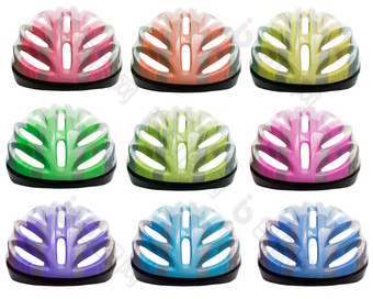 品种颜色自行车安全头盔孤立的白色引入