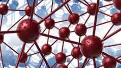 蓝色的红色的分子几何混乱摘要结构科学技术网络连接高新技术背景呈现插图