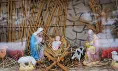 圣诞节装饰玛丽约瑟夫婴儿耶稣吃