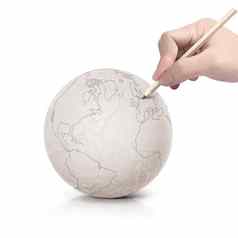 中风画美国地图纸球