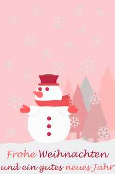 雪人圣诞节树雪花德国单词快乐圣诞节快乐一年