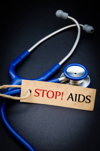 停止艾滋病纸标签听诊器