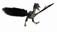“始祖鸟”鸟恐龙着陆渲染
