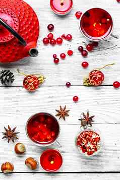 圣诞节茶浆果蔓越莓