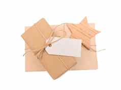 礼物盒子卡夫纸标签文本白色背景