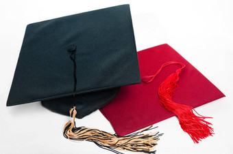 黑色的红色的毕业帽流苏