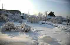 首页花园埋雪景观乌拉尔冬天